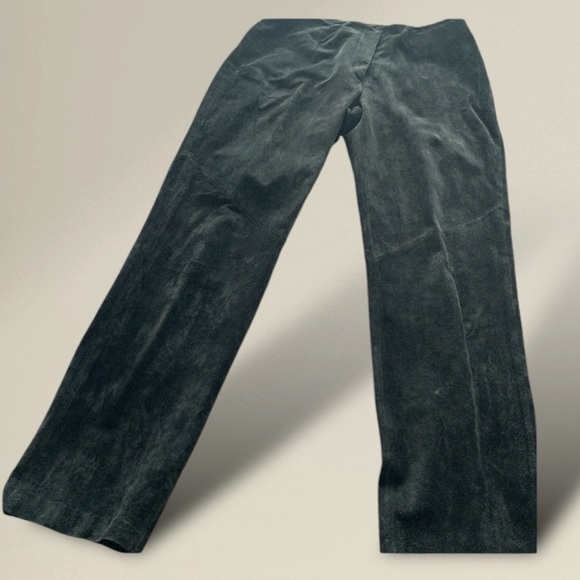 VINTAGE Suede Leather Pants Willi Smith Dark Black Y2K 90’s Size 8 - Picture 1 of 9